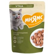Влажный корм Мнямс Кусочки в соусе с уткой для домашних кошек 85г
