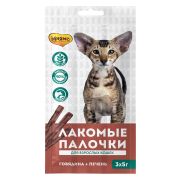 Лакомство Мнямс лакомые палочки 13,5 см для кошек с говядиной и печенью 3х5 г