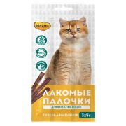 Лакомство Мнямс лакомые палочки 13,5 см для кошек с цыпленком и печенью 3х5 г