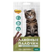 Лакомство Мнямс лакомые палочки 13,5 см для кошек с цыпленком и уткой 3х5 г