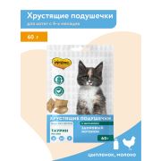 Лакомство Мнямс Хрустящие подушечки для котят с цыпленком и молоком «Здоровый котенок» 60 г
