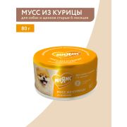 Влажный дополнительный корм Мнямс Мусс из курицы с печенью для собак и щенков старше 6 месяцев 80 г
