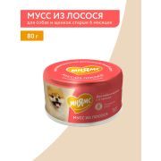Влажный дополнительный корм Мнямс Мусс из лосося для собак и щенков старше 6 месяцев 80 г
