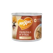 Влажный корм Мнямс Паштет из утки и перепела для собак всех пород «СИЛЬНЫЙ ИММУНИТЕТ» 200 г
