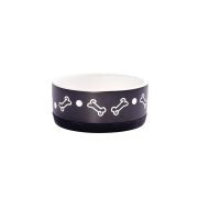 КерамикАрт миска керам. нескользящая для собак 400 мл черная с косточками (400 мл)