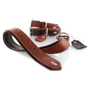 Hunter ошейник Cody кожа бизона коньячный/темно коричневый (33-39 см)