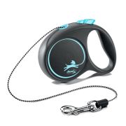 flexi рулетка Black Design черно-голубая, трос (8кг, 3м)