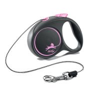 flexi рулетка Black Design черно-розовая, трос (8кг, 3м)