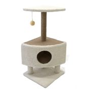Дом и Кот Домик угловой округлый на основаниии обмотка столбов Сизаль (39х39х86)
