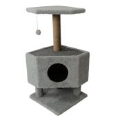 Дом и Кот Домик угловой на основаниии обмотка столбов Сизаль (39х39х86)