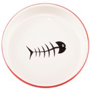 Миска Mr.Kranch керамическая для кошек 300 мл красно-белая с рыбками