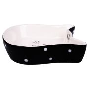 Миска Mr.Kranch керамическая для кошек Мордочка кошки 200 мл черная с белым