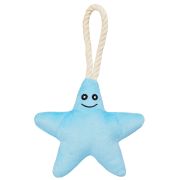 Игрушка Mr.Kranch для собак мелких и средних пород Звездочка с канатом и пищалкой 26х16х5см, нежно-г