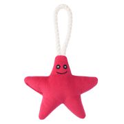 Игрушка Mr.Kranch для собак мелких и средних пород Звездочка с канатом и пищалкой 26х16х5см, ярко-ро