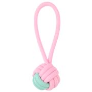 Игрушка Mr.Kranch для собак Мяч из каната на кольцевом шнуре 15*5 см розовая с голубым