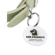 Ошейник Mr.Kranch для собак из натуральной кожи с QR-адресником, 22-26см, нежно-зеленый
